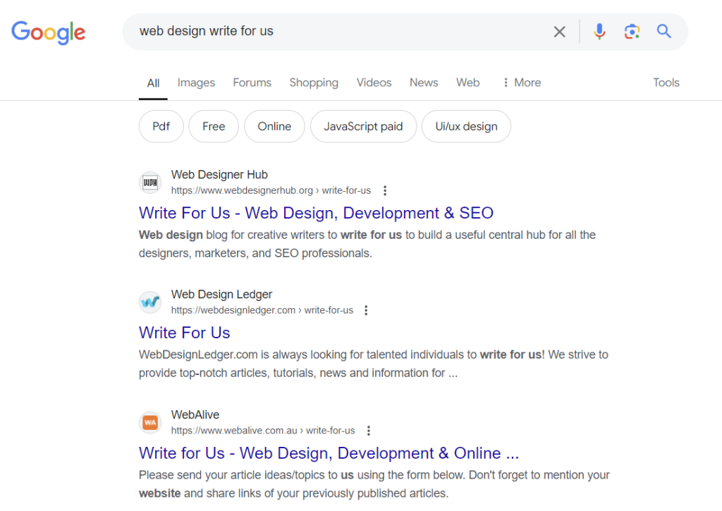 Schrijf voor ons website vinden voor backlinks