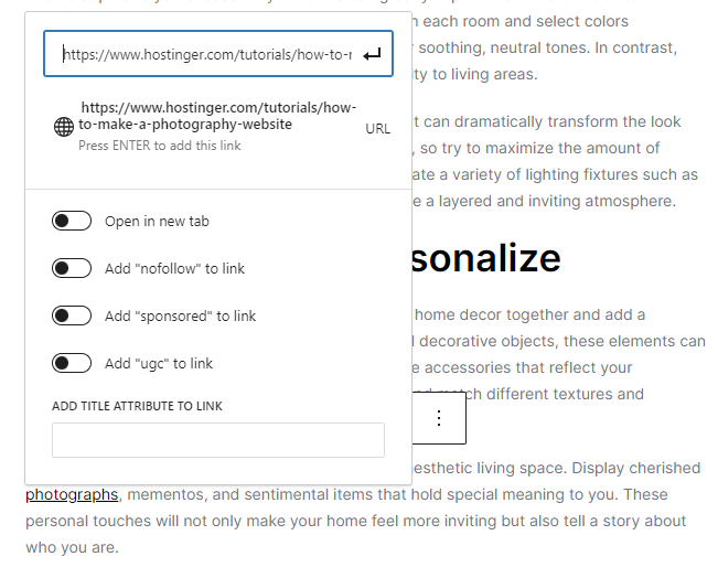 URL toevoegen voor SEO in teksten