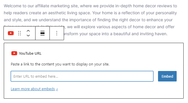 Een Youtube URL toevoegen op een pagina