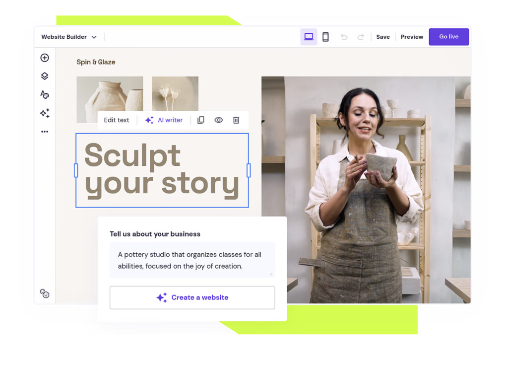 Een portfolio website maken met hostinger website bouwer