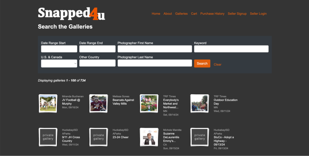 Portret- en evenementenfotografiewebsite Snapped4U homepage