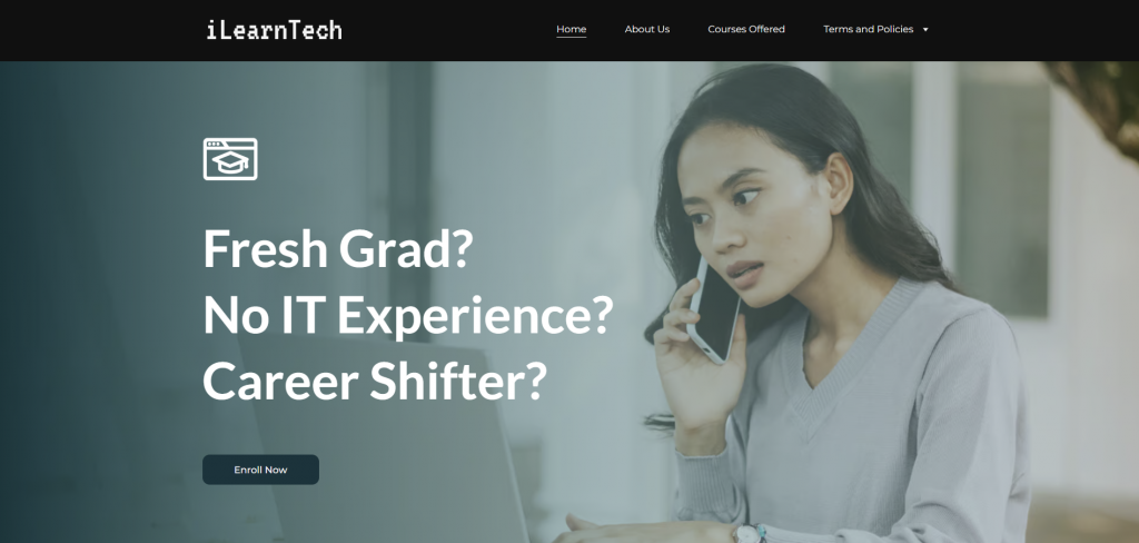 Screenshot van de homepage van iLearnTech