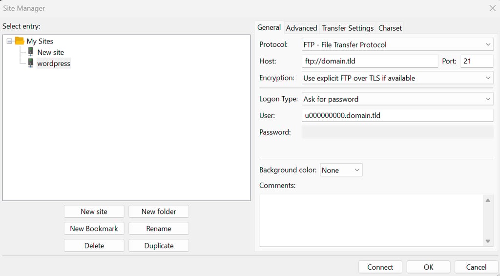 Upload de uitgepakte WordPress-map
