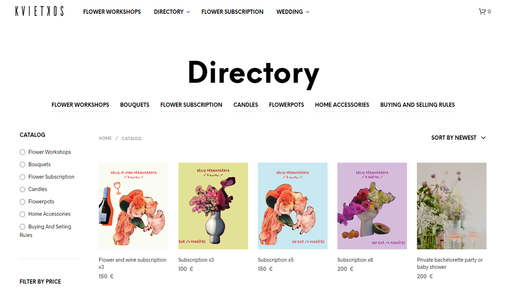 Webshop met filter opties screenshot