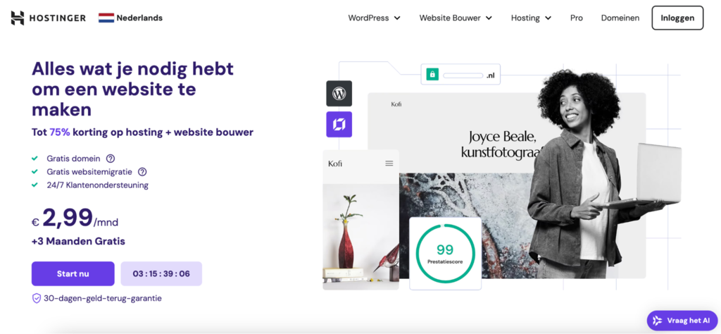 Hostinger startpagina