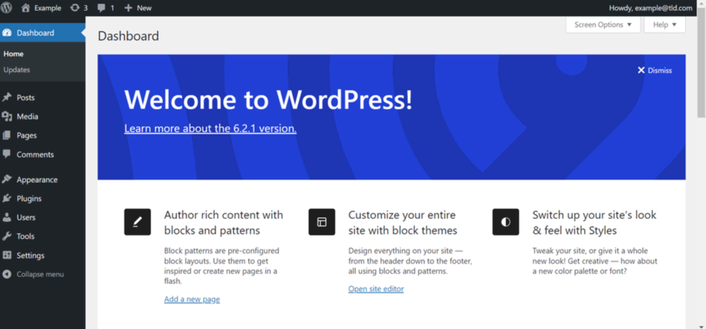 WordPress startpagina