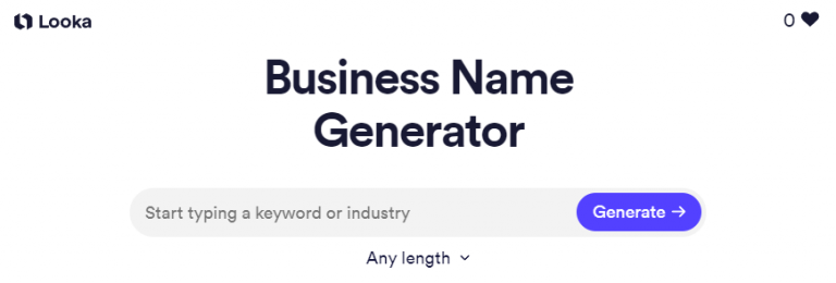 Looka business name generator startpagina