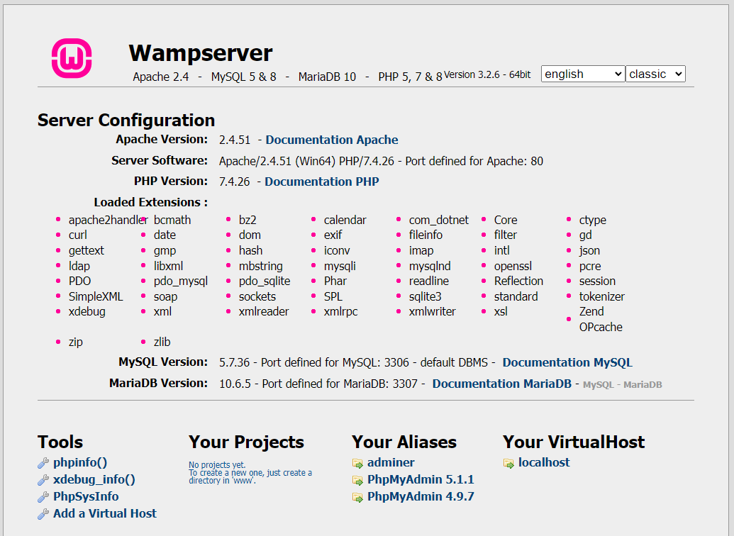 WampServer Server Configuratie
