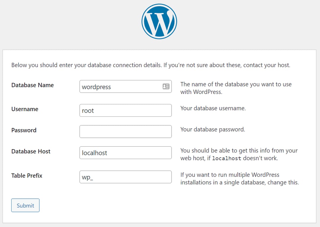 WordPress op WampServer voltooien
