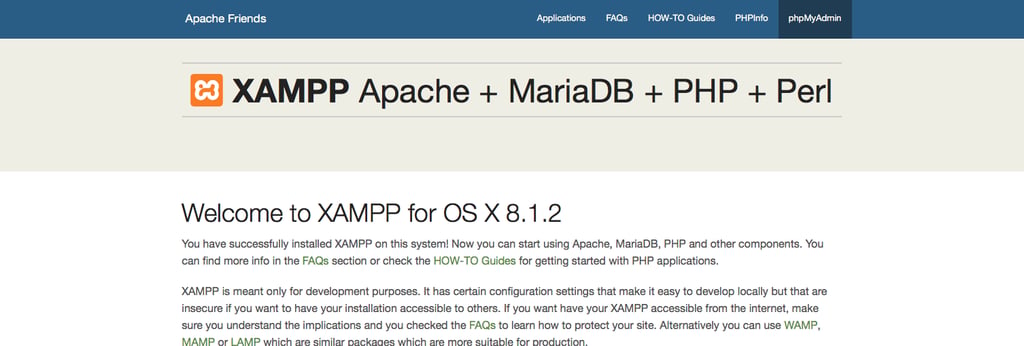 Klik rechtsboven op phpMyAdmin in http://localhost
