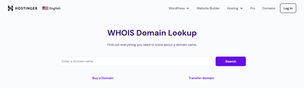 WHOIS domein Lookup zoekfunctie
