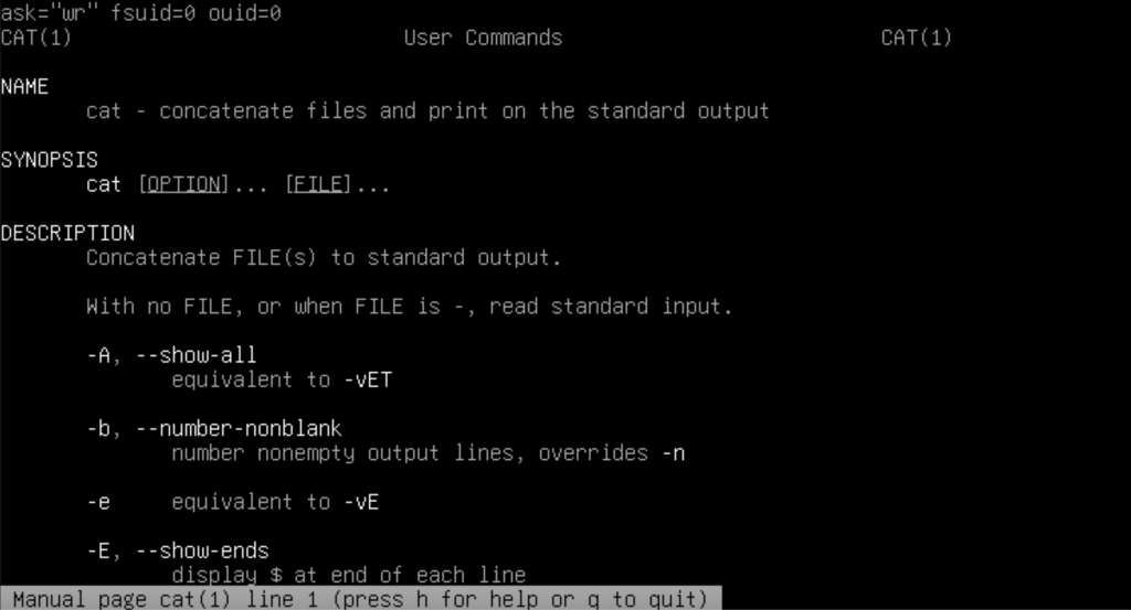 Handleiding cat command