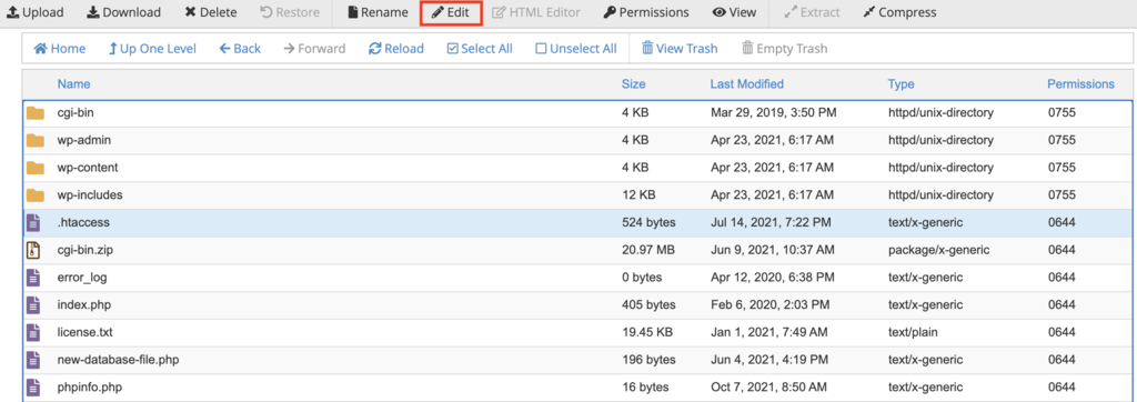 cPanel - .htaccess bestand openen