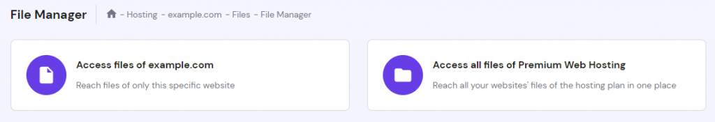 Kies het domein of toegang tot alle bestanden.