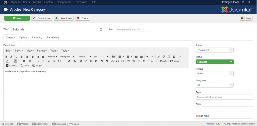 Categorieën aanmaken in Joomla