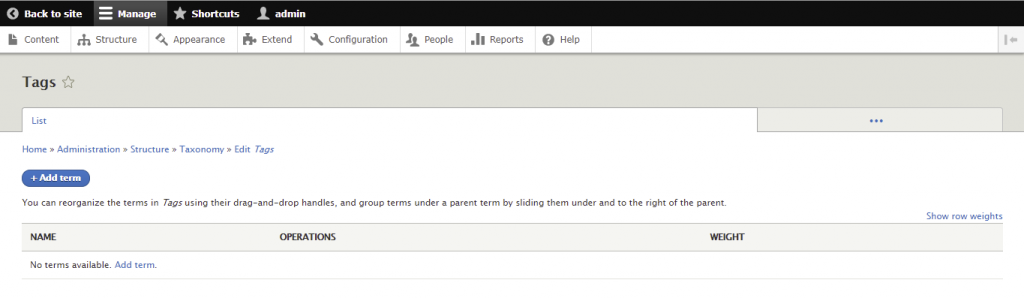 Klik op Term toevoegen om de lijst met termen op te bouwen.