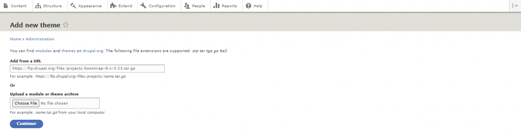 Drupal thema installeren.