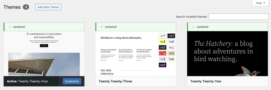 Schakel tijdelijk over naar een standaardthema, zoals Twenty Twenty, om te kijken of het probleem verdwijnt.