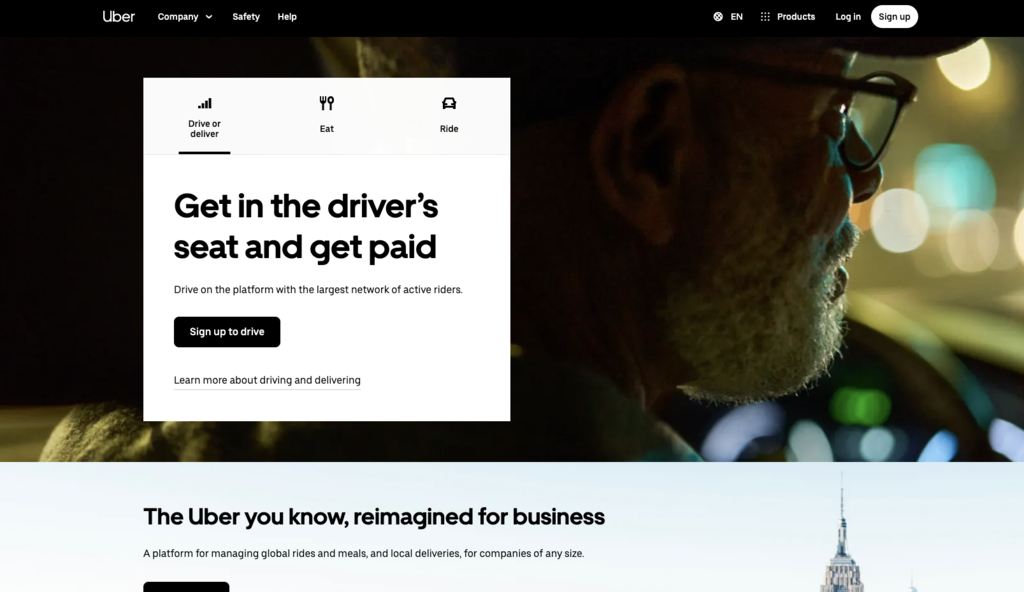 Uber startpagina
