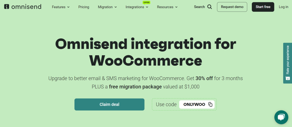 E-mailmarketing voor WooCommerce door Omnisend startpagina
