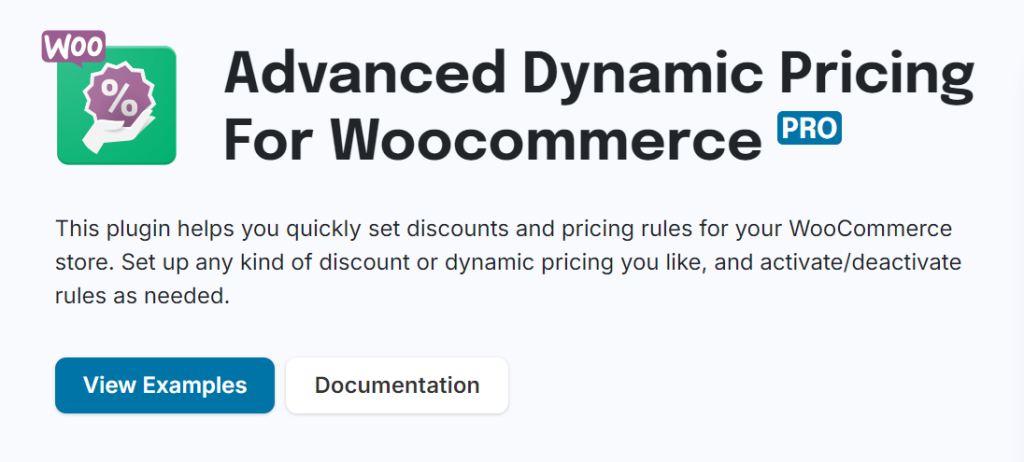 Advanced Dynamic Pricing for WooCommerce startpagina
