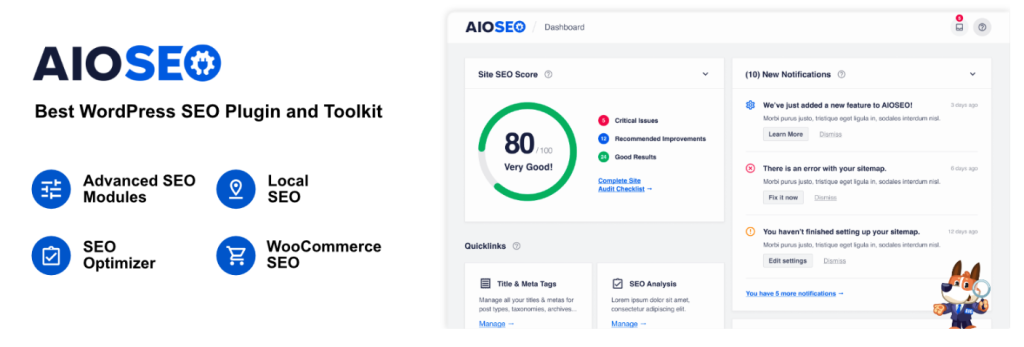 All in One SEO (AIOSEO) startpagina
