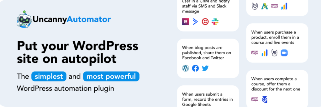 Uncanny Automator startpagina
