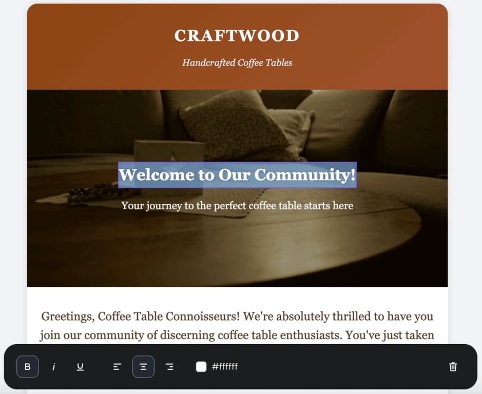 E-mailtemplate craftwood