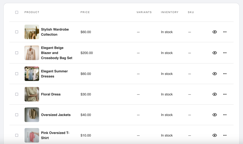 Je producten op de producten pagina.