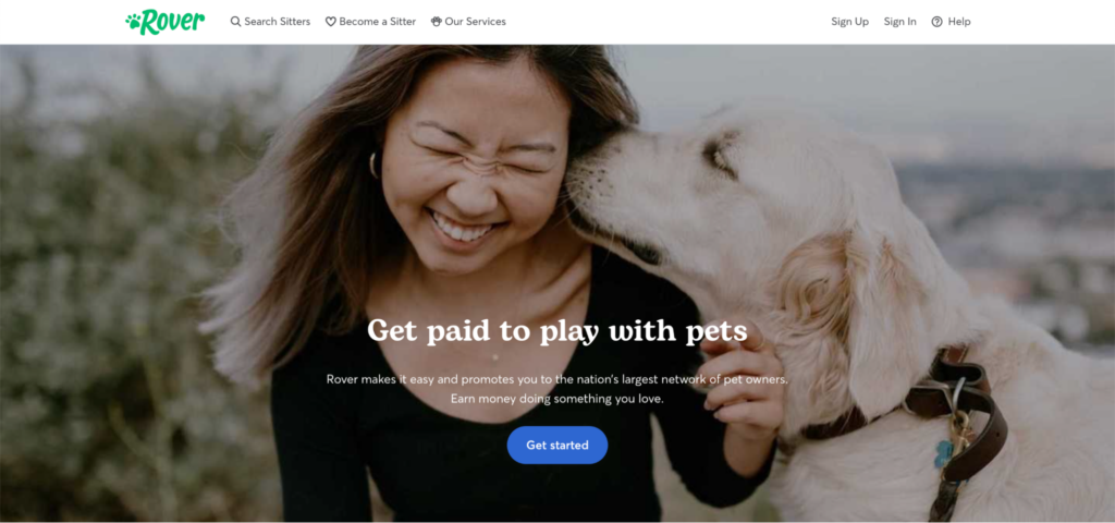 Rover sitter landingspagina