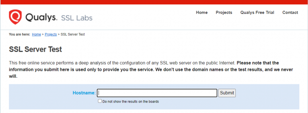 Qualys SSL Labs SSL Server Test-pagina