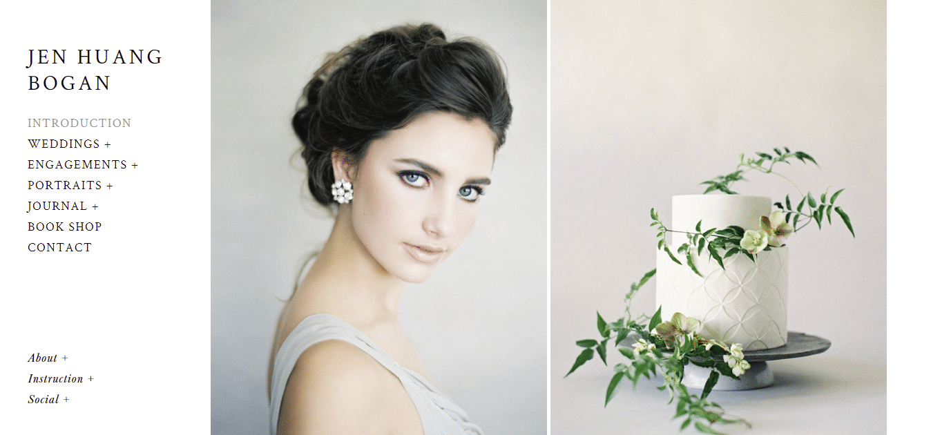 De fotografiewebsite van Jen Huang Bogan.
