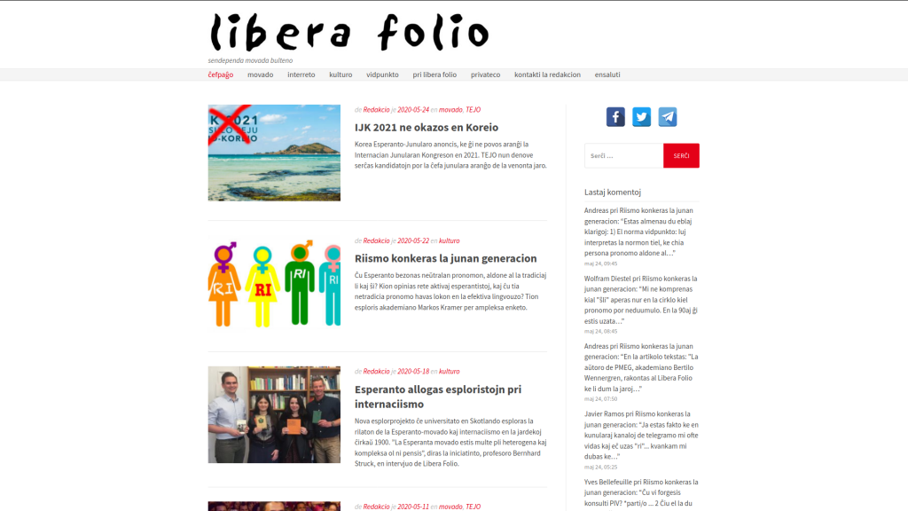Homepage van Libera Folio