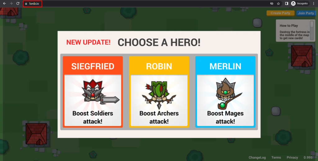 Lordz.io, een gamingwebsite met de .io-domeinextensie