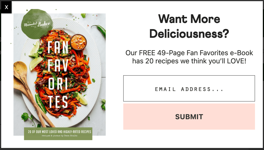 Lead magnet voor het recepten-ebook van Minimalist Baker