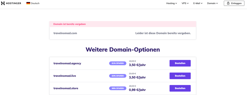Hostinger Domain-Check