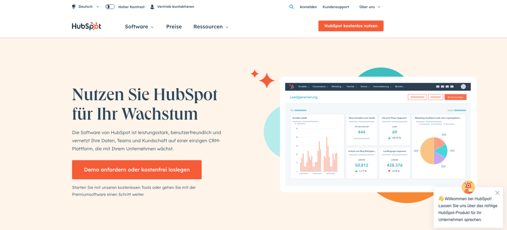 Startseite von Hubspot.de