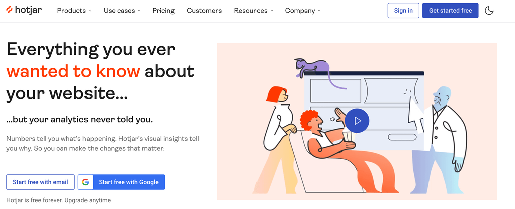 Hotjar's Homepage.