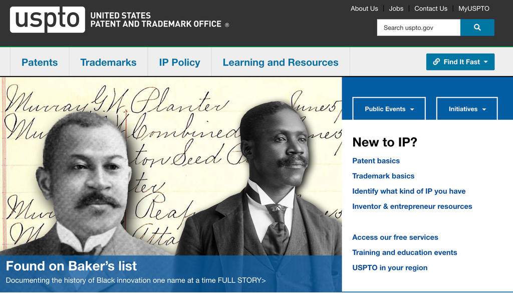 Startseite der Uspto