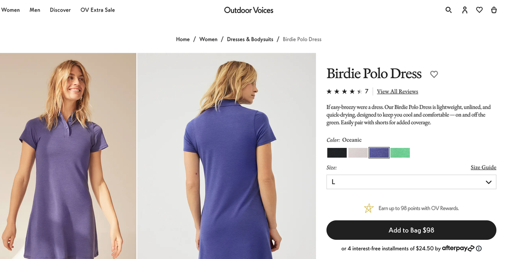 Outdoor Voices Produktseite
