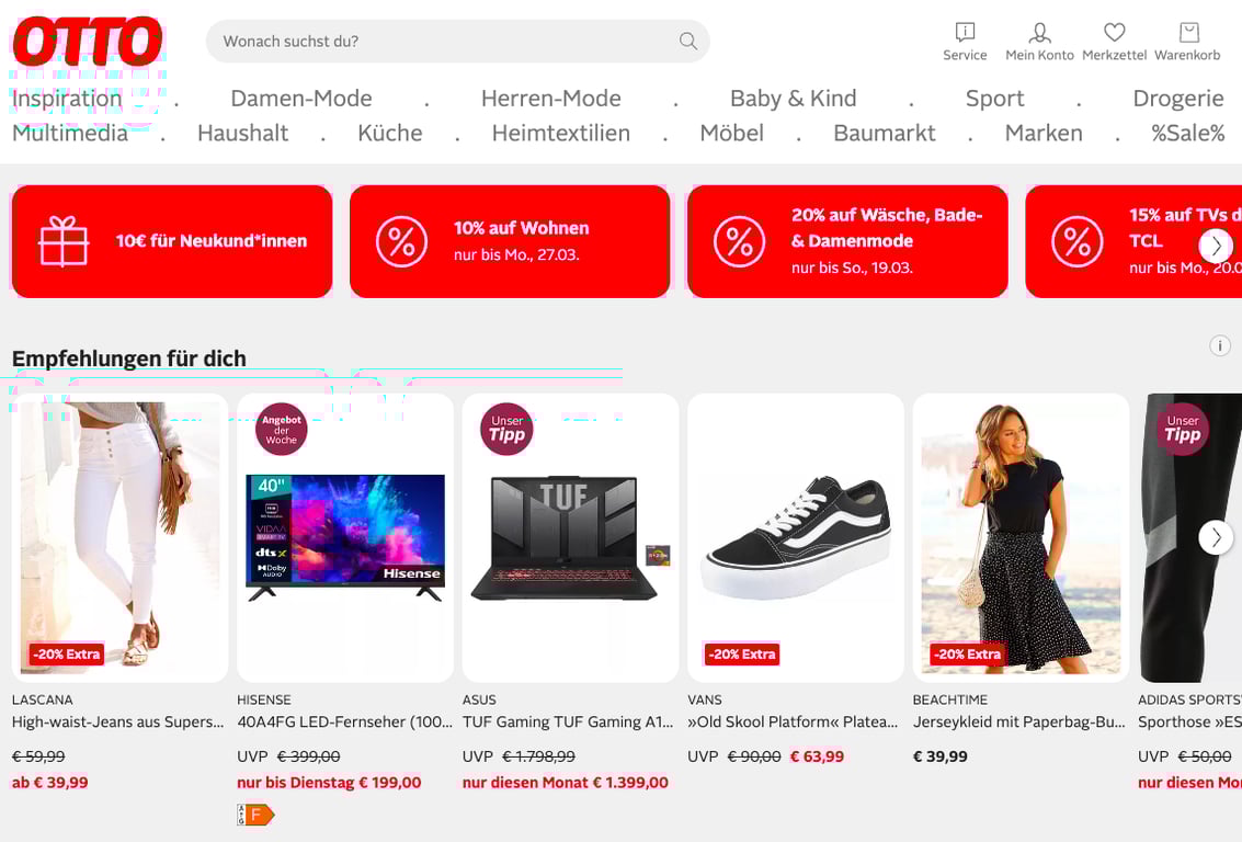 Die Website von OTTO

