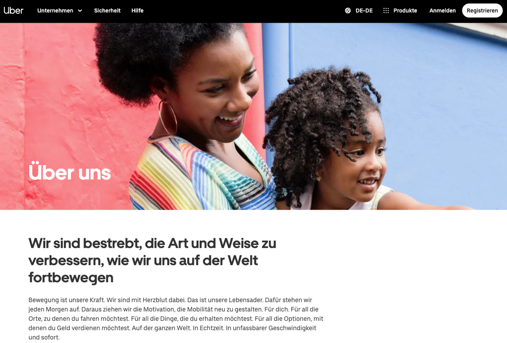 Uber über uns Seite 