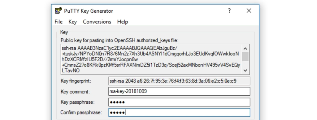 Einrichten einer Passphrase für Ihre Schlüssel.