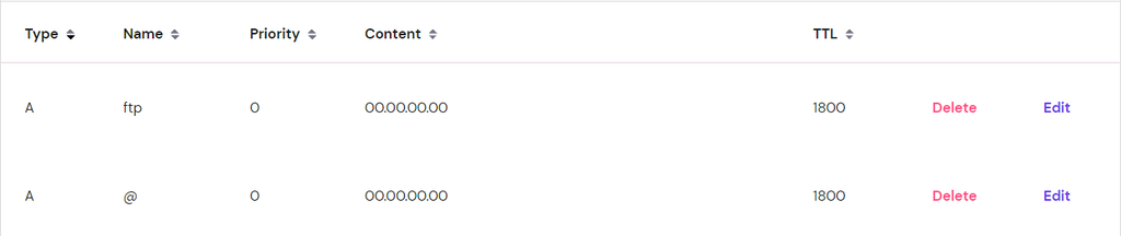 A-Eintr&auml;ge im DNS Zone Editor von hPanel