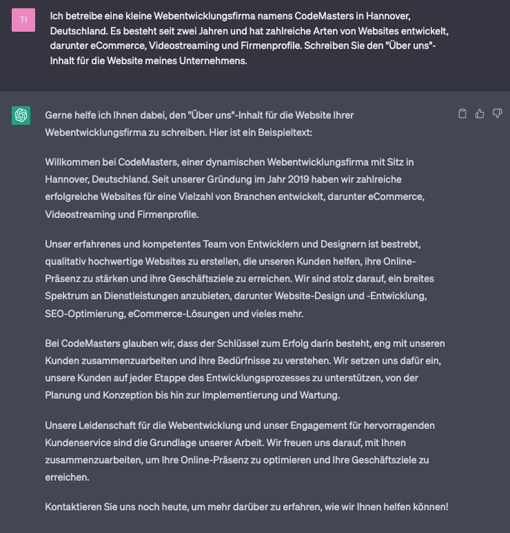 Über uns Inhalt erstellt von ChatGPT.