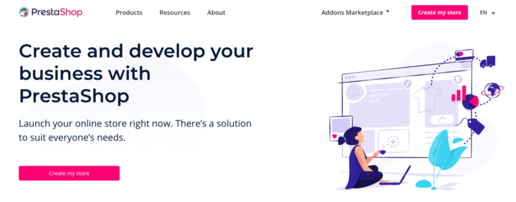 Auf der PrestaShop-Homepage erfahren Sie, wie Sie Ihren Online-Shop jetzt starten können.