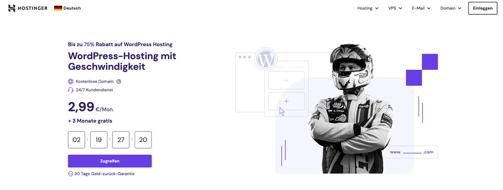 Hostingers WordPress-Hosting-Landingpage.