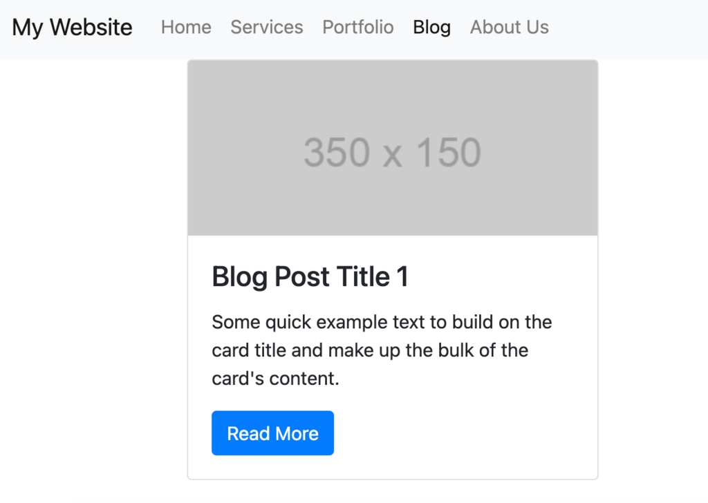 Beispiel für eine Website-Blogseite mit Kartenlayout.