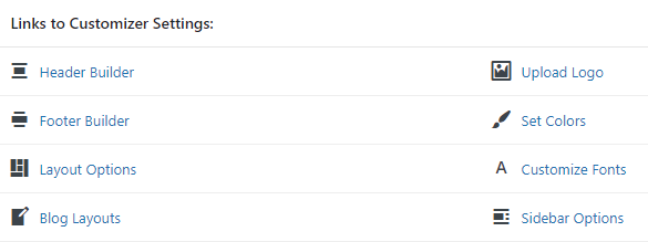 WordPress Customizer-Einstellungen.