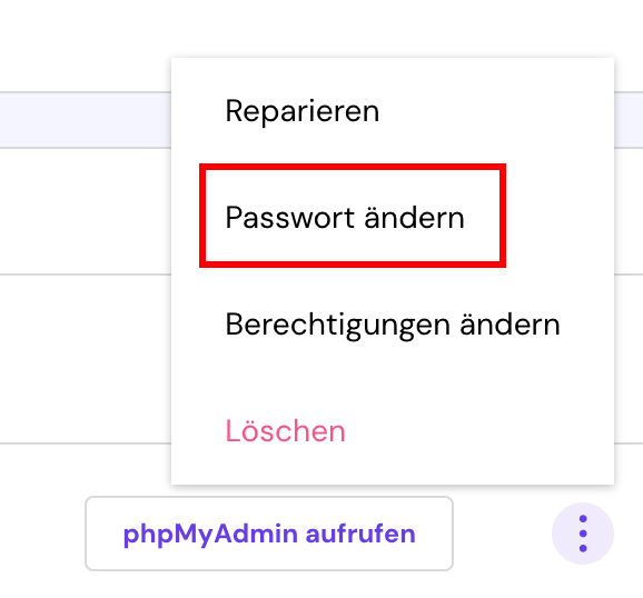MySQL-Schaltfl&auml;che Passwort &auml;ndern
